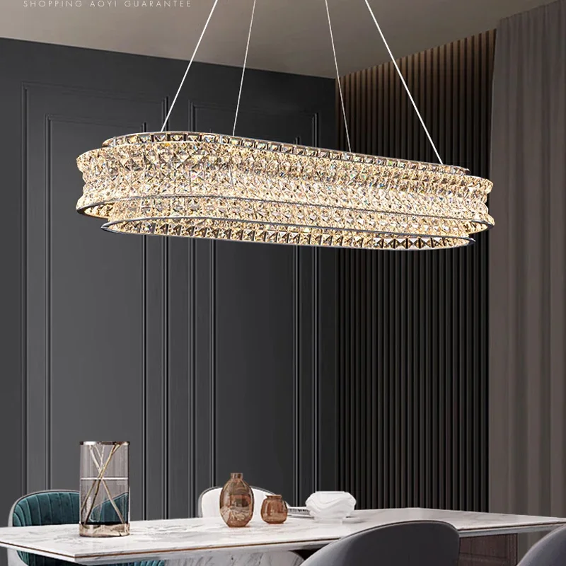 Imagem -03 - Luxo Moderno k9 Crystal Chandelier Led Pendant Lamp Pendurado Luminária Duplex Villa Living Sala de Jantar Quarto Home Decor