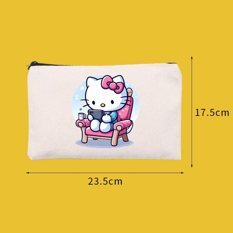 HelloKitty-50 Anniversary Cartoon Makeup Bag para Mulheres, Girl Travel Bag, Cosmetic Storage Pouch, Ladies Wallet, Beauty Case, 2024