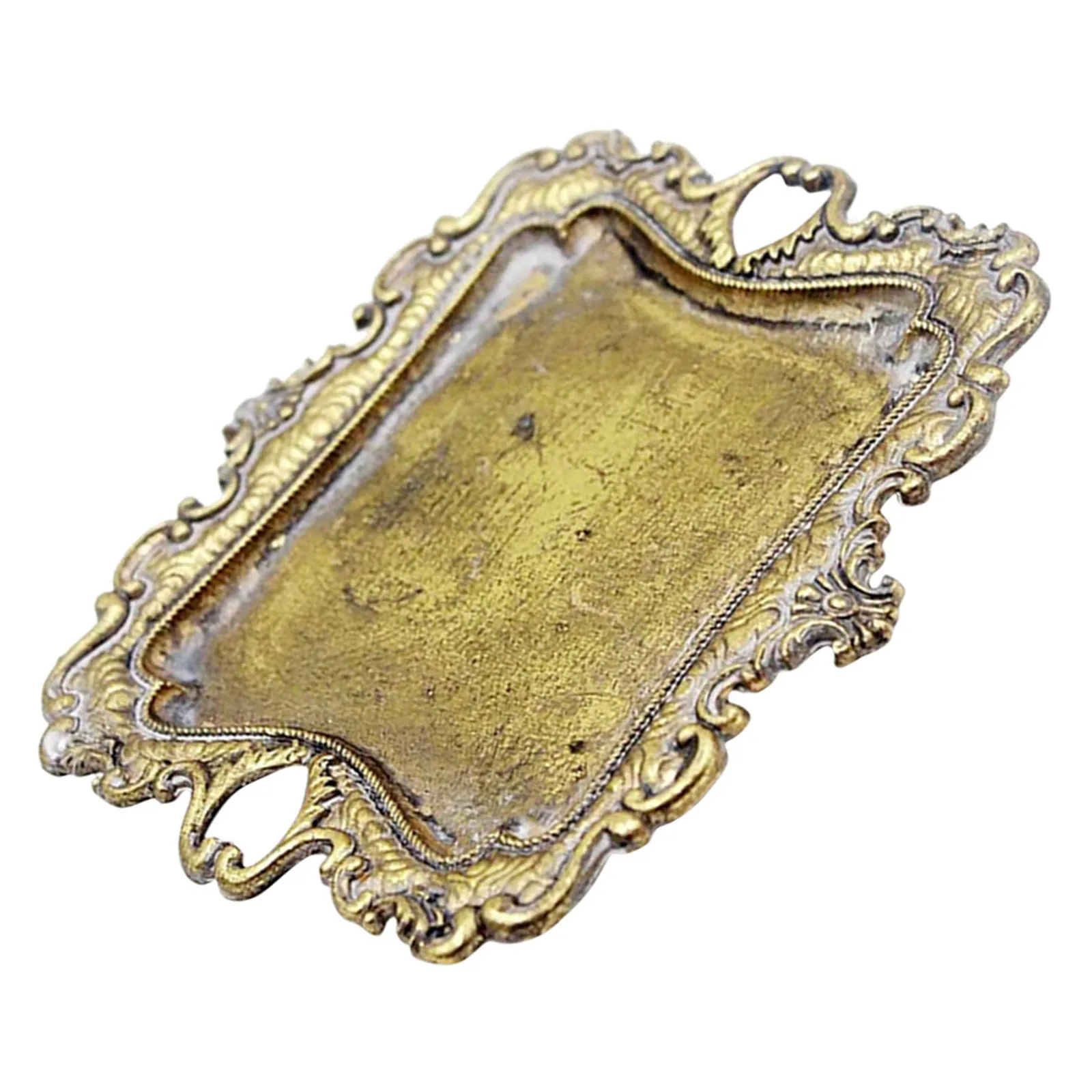 

Vintage Metal Jewelry Tray for Rings Earrings Necklaces Bracelets Storage Organizer Decorative Dish Home Bedroom Dresser Display