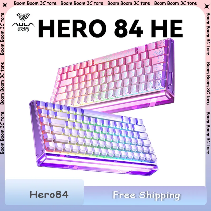 

Aula Hero 84he Magnetic Switch Mechanical Keyboard RGB Neon Light Box Customized Wired Keyboard PC E-sport Game Accessoris