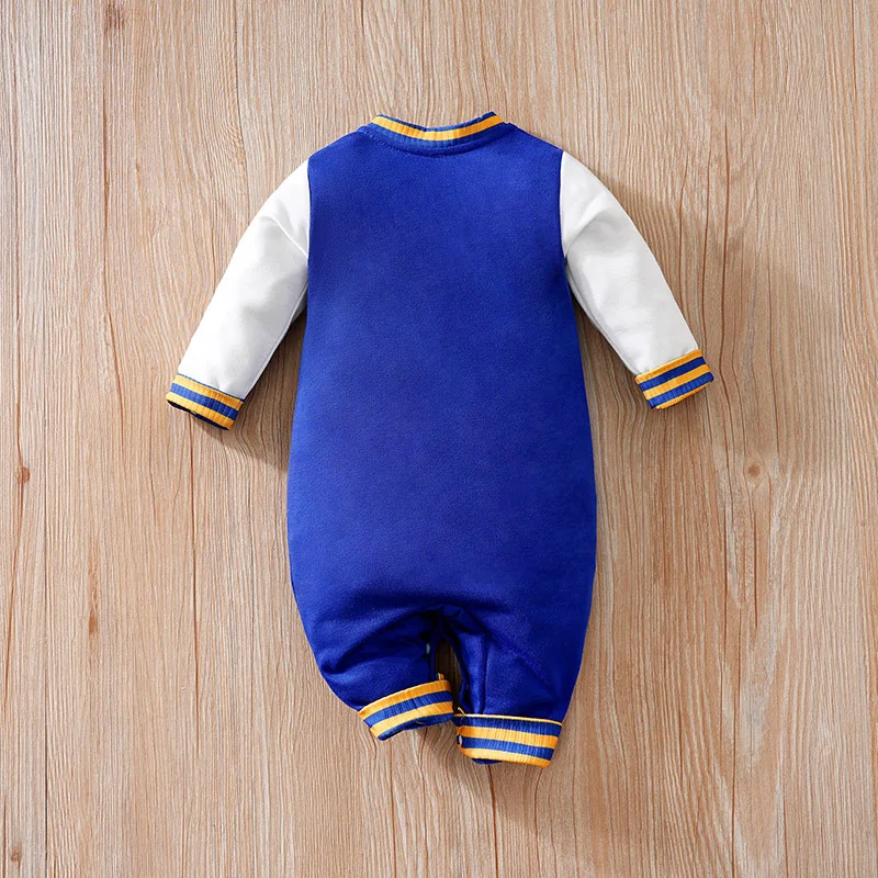 Newborn Baby Baseball Clothes 0 3 6 9 12 Months blue Boston Long Sleeve Footies Toddler Boy Clothes Kids Jumpsuit Pyjama Bebe