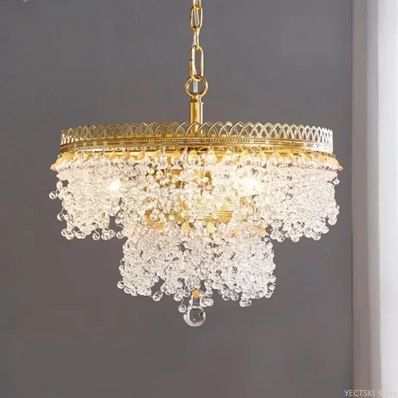 

GHEUVNJ Full copper starry sea crystal chandelier, romantic European French designer, children's room bedroom light