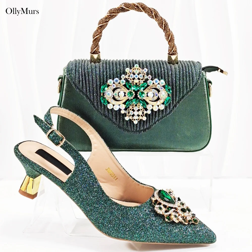 

High Quality Nigerian High Heels Shoes And Matching Bag For Party Dress New Fashion African Style Pumps Shoes And Bag Set