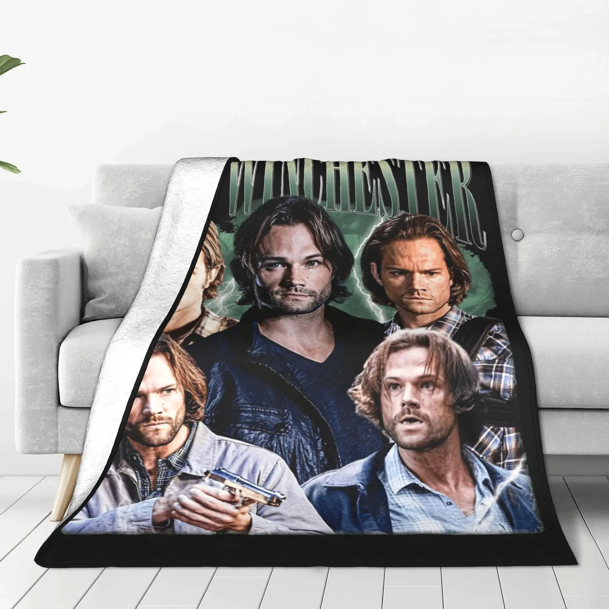 Sam Winchester Supernatural Blanket Flannel Spring/Autumn  Multi-function Warm Throw Blanket for Sofa Couch Plush Thin Quilt