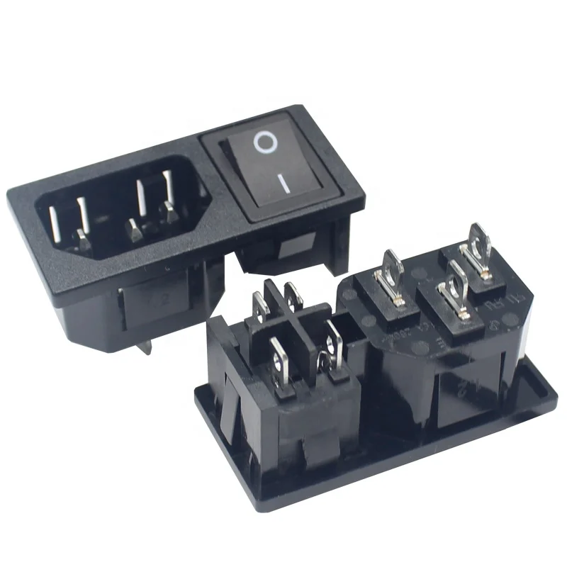 AC Power Socket Green Rocker Switch 15A 250V IEC320 C14  Wall  Push Button  Interrupteur Smart Life Home