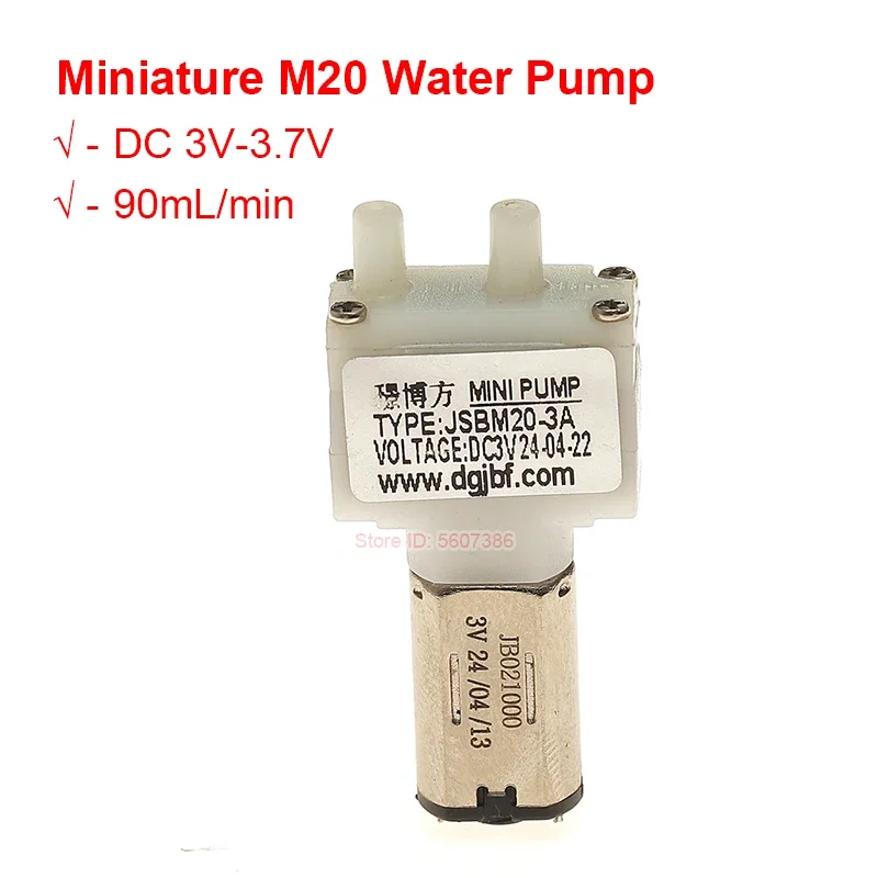 Micro Mini M20 Water Pump DC 3V 4.2V Tiny Diaphragm Self-priming Pump Vacuum Mini Water Pump JSBM20-3A 3.7V 90ML/Min