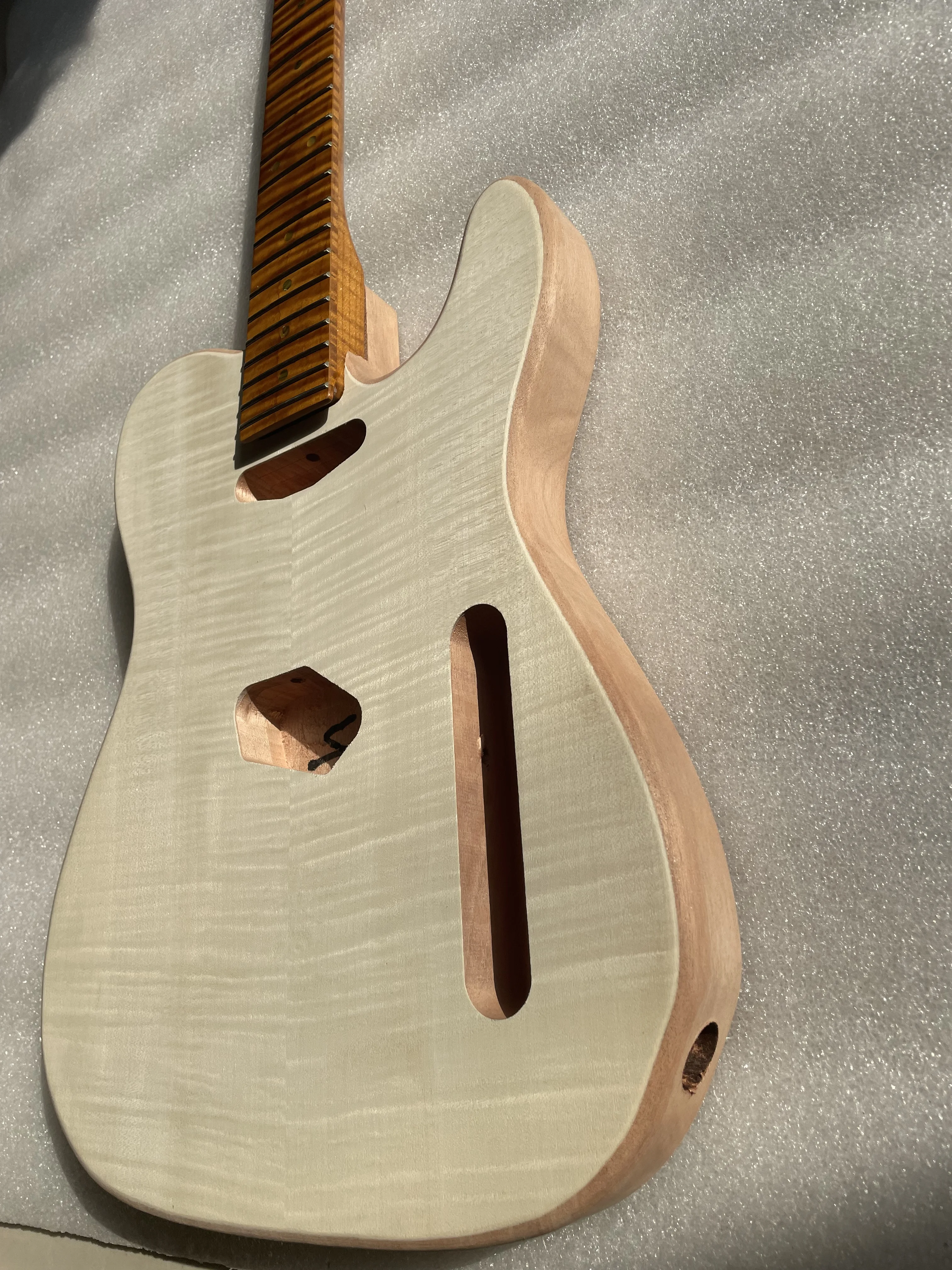 Maple Electric Guitar Kit Parts, Maple Veneer, Neck and Body, Mahogany Wood Flame, Maple Veneer, TL, High Level, Newest