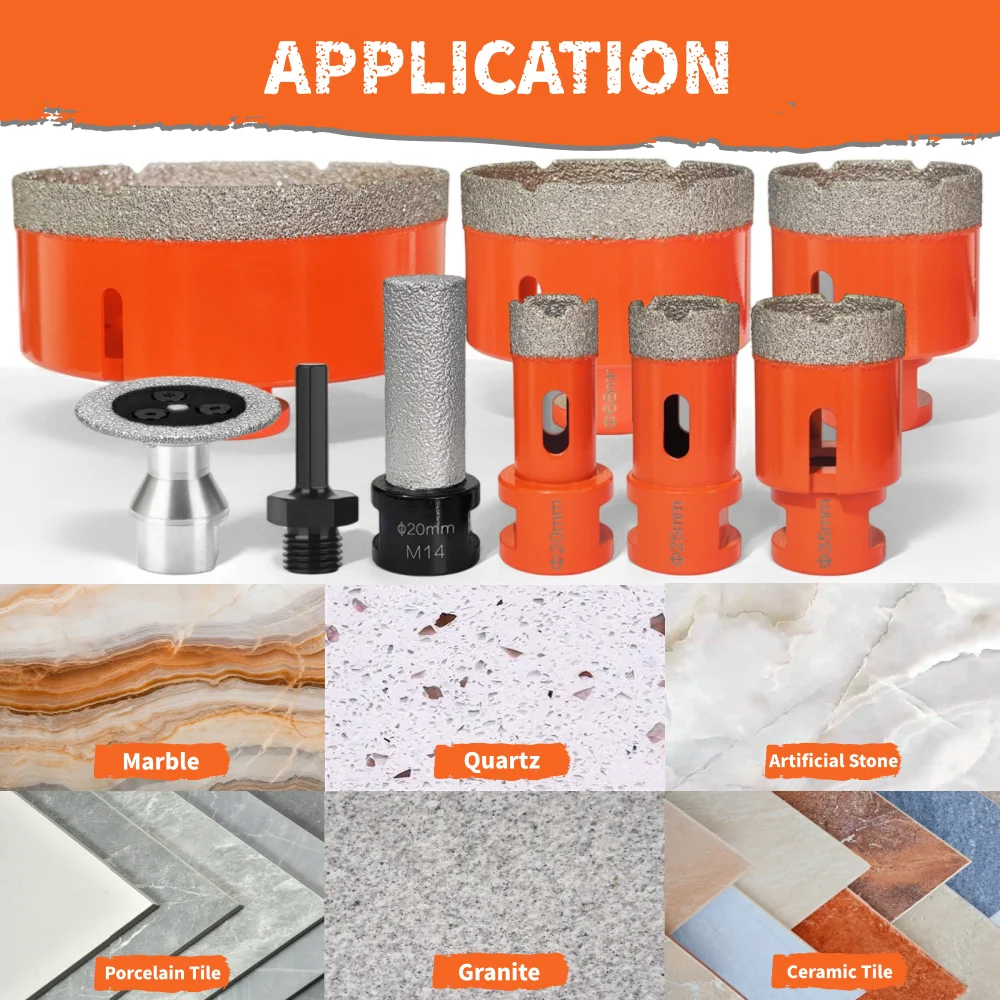 8/9Pcs M14 Diamond Drilling Bit Kit 20-100mm Milling Bit Saw Blade Tile Ceramic Marble Granite Hole Saw Drilling Cutting Tools view 6