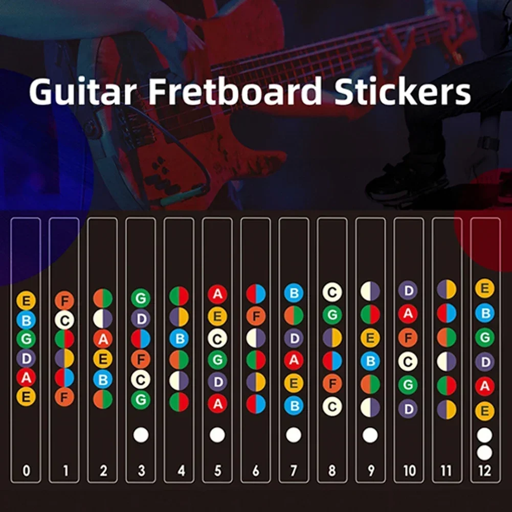 Guitar-Fretboard Stickers Scales Notes Fret Decals Beginner Learning Fretboard Stickers Indicating Notes For Each Guitar-String