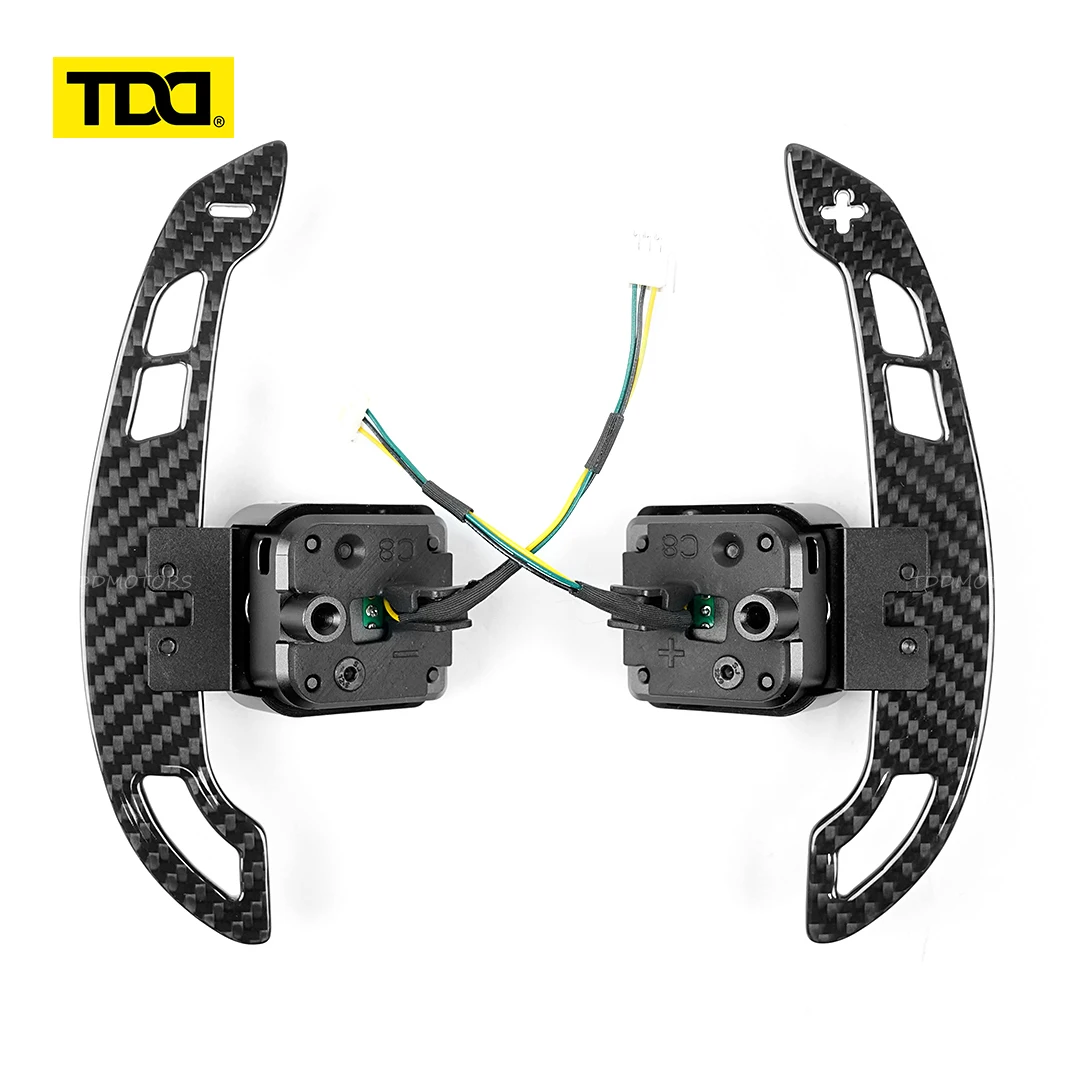 TDD Glossy Carbon Fiber Steering Wheel Magnetic Paddle Shifters For AUDI A6 A7 S6 S7 RS6 RS7 Magnetic Attraction Function