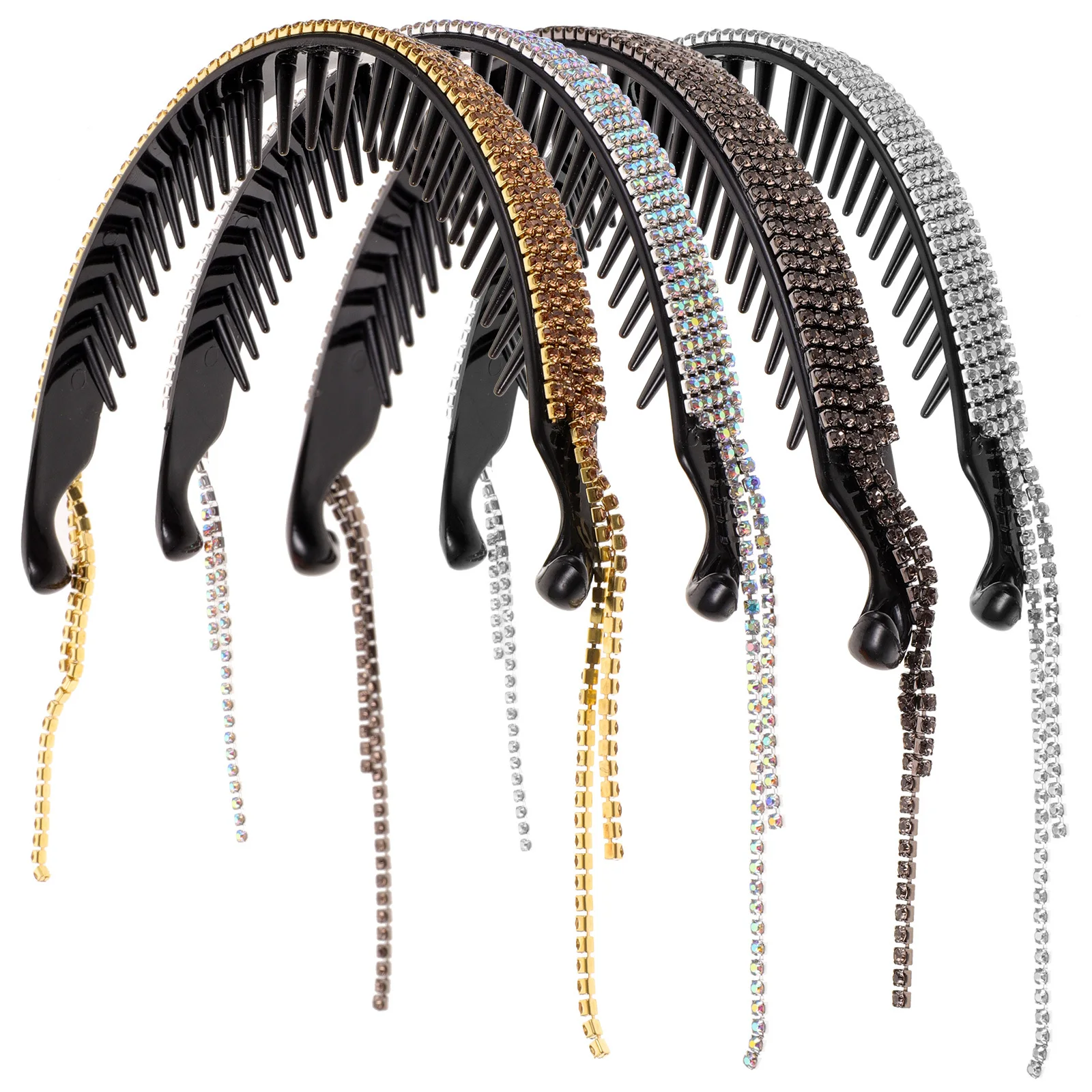 

4Pcs Hair Bun Clip Rhinestone Ponytail Holder for Thick Hair Secure Stylish Bun Cuff Accessory for Daily Outfit Wedding Party