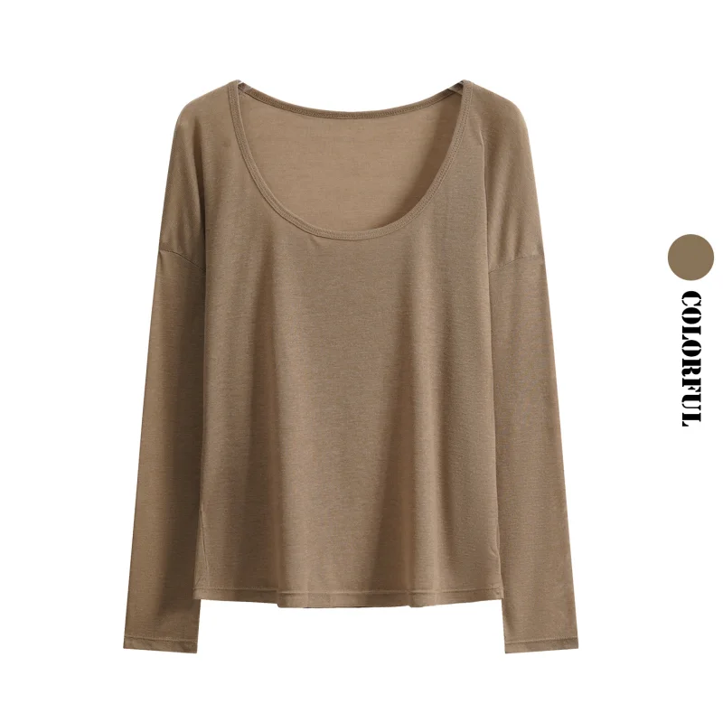 DRUR Ballet Pilates Yoga Top for Women With Deep U Neck Long Sleeve Thin Workout Shirt Blouses Women Sun-Protection Cover-up