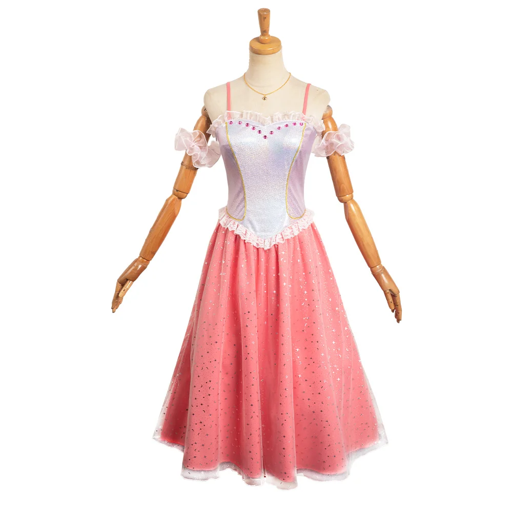 Barbier Dress For Women Girls Cosplay Clara Pink Skirt Necklace Role Play Costume Outfits Halloween Carnival Party Fancy Suit