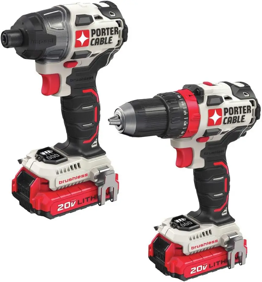 

20V Cordless Drill and Impact Driver Combo Kit with 2 Batteries and Charger for Heavy-Duty Tasks