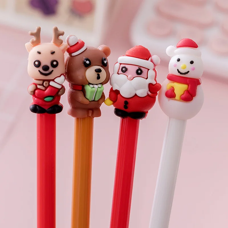 Christmas 2/4pcs 4 Styles Creative Cartoon Cute Santa Claus Signature Pen Christmas Gift Students Learn Stationery Gifts