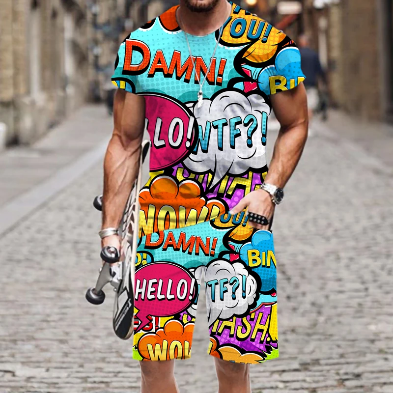 

Футболка и шорты мужские свободного покроя с эластичным поясом