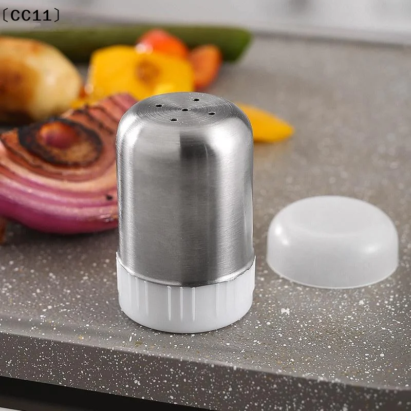 〔CC11〕Stainless Steel 5-hole Salt Shaker Portable Mini Seasoning Bottle With Dust Cover Pepper Bottle Condiment Jar Kitchen Tool
