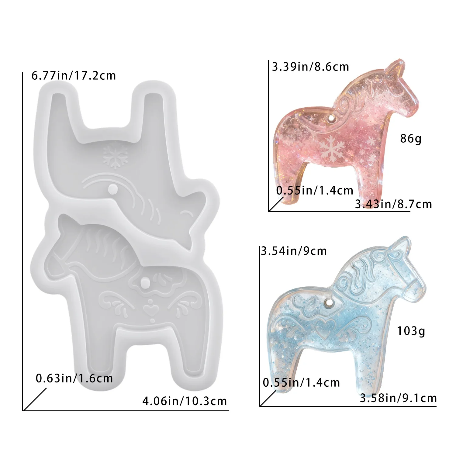 

Силиконовые формы Dala Horse для эпоксидной смолы, для создания брелоков, креативных подвесок и мультяшных кулонов