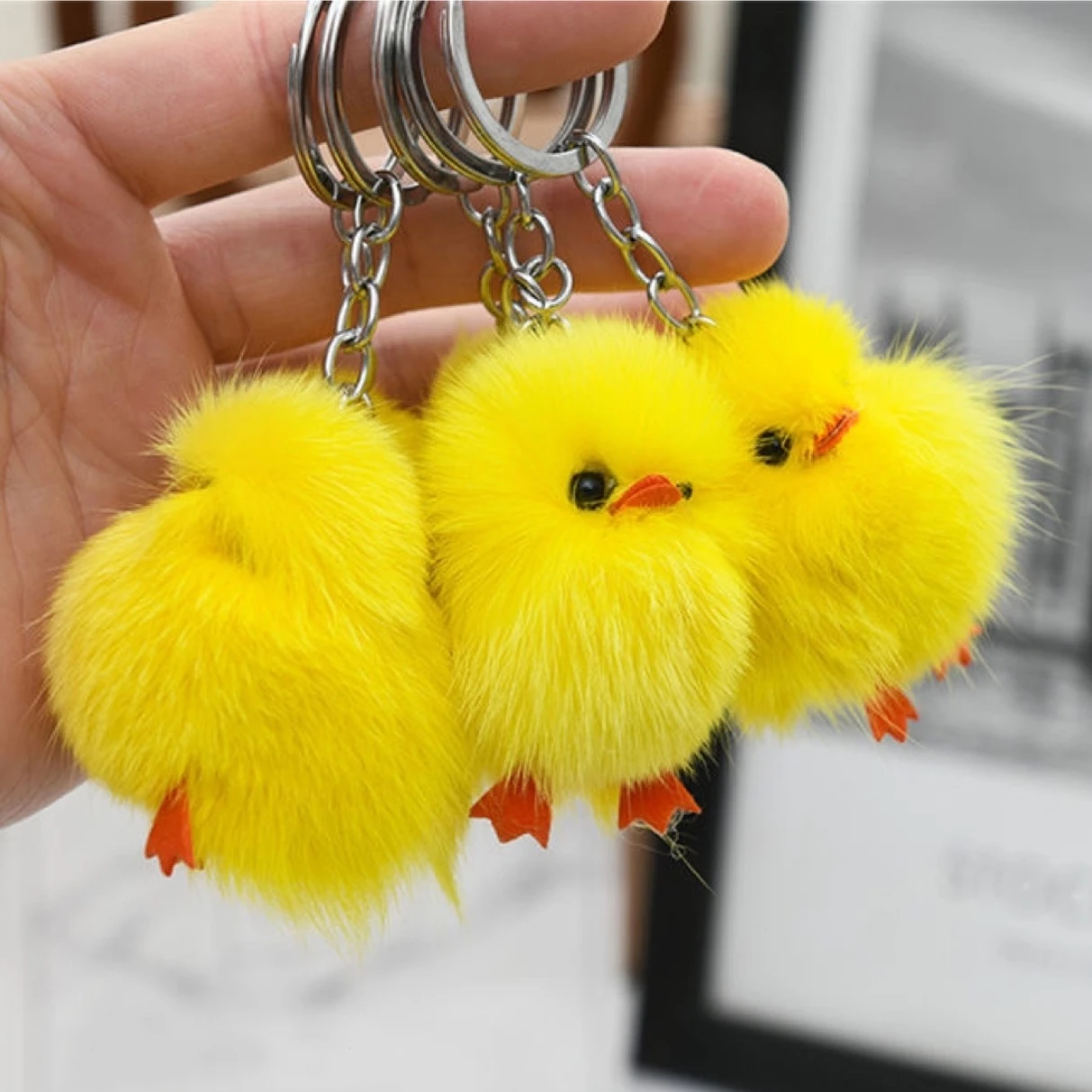 Creative and Cute Chicken Plush Car Keychain Pendant Women\'s Bag Pendant Cut Keychain Best Friend Gift