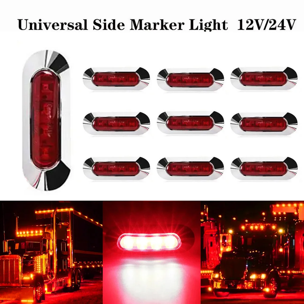 10 قطعة LED مؤشر العلامات الجانبية أضواء السيارة الجبهة الخلفية الذيل التخليص مصباح الضوء الأحمر لحافلة شاحنة شاحنة مقطورة 12 فولت 24 فولت Universi