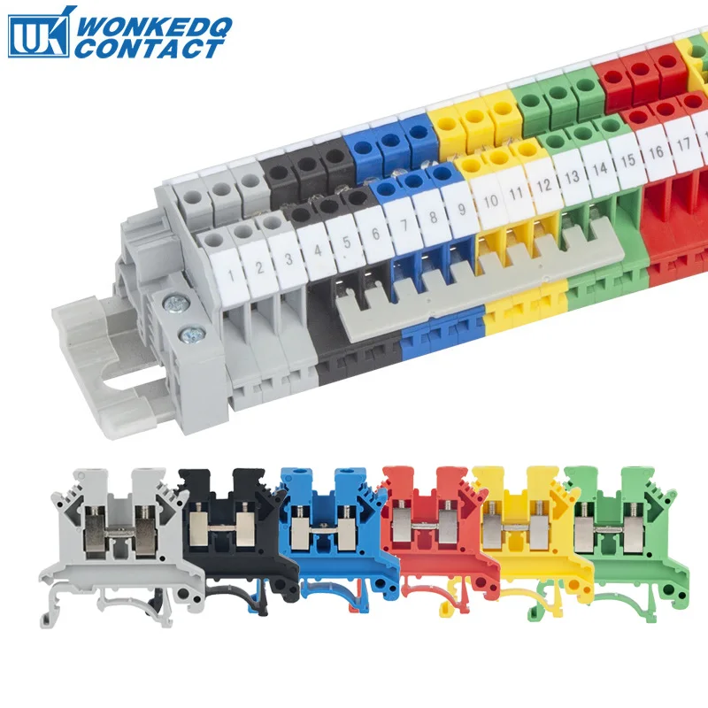 10Pcs UK 2.5 Terminal Block UK2.5B Screw Connection Connect Strip 2.5B 2.5mm² Cable Electrical Din Rail Wire Connector