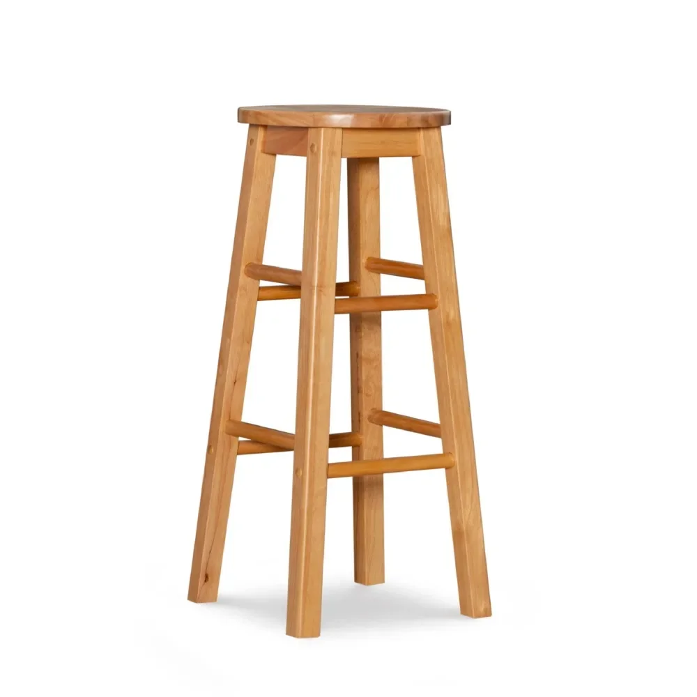 

29" Round Solid Wood Bar Stool, Natural Finish, Durable & Stylish, Perfect for Home Bar or Kitchen,Farmhouse,Bar Chairs