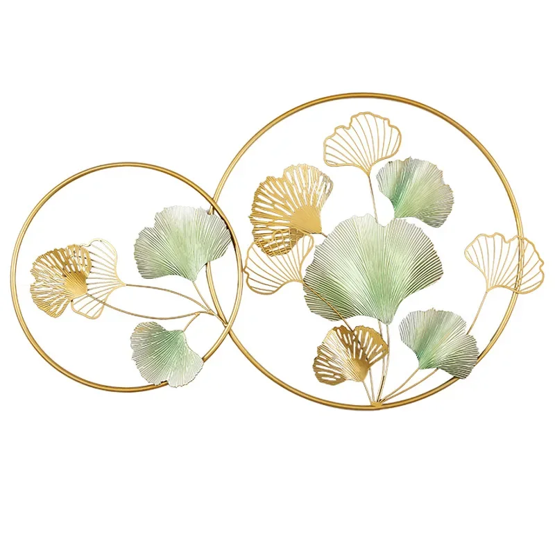 [HHT] Nordic Home Decoration Wall Pendants Wrought Iron Ginkgo Biloba Hotel Lobby Living Room Background Wall Hanging Ornaments