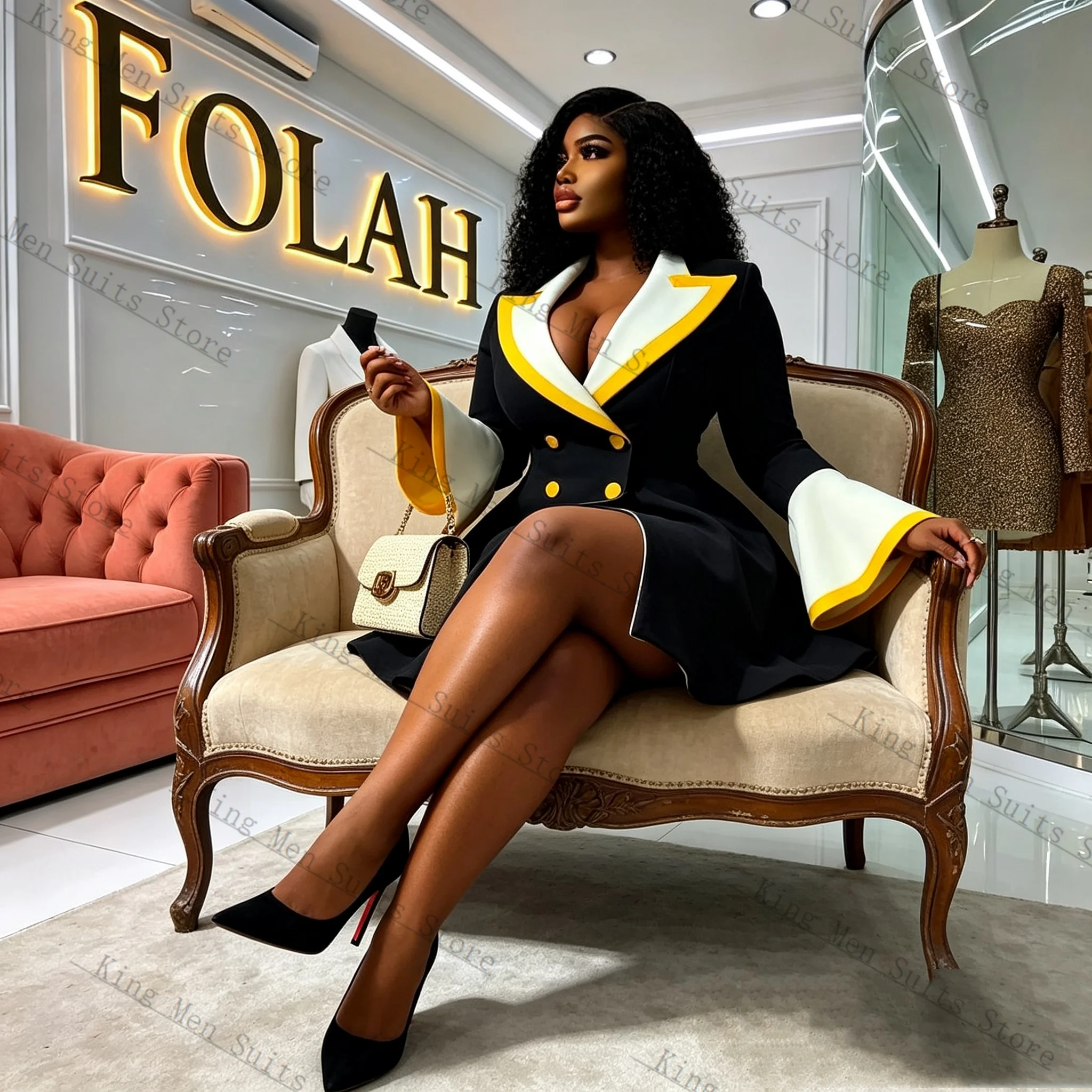 Spring Women Suit Skirt 1 Pcs - Women Formal Wear Black And White ulasan dan harga