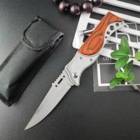 AK47 Pocket Tactical Assisted Folding Knife 440C Blade Wooden Handle with LED Light Outdoor Camping Hunting Hand Tools