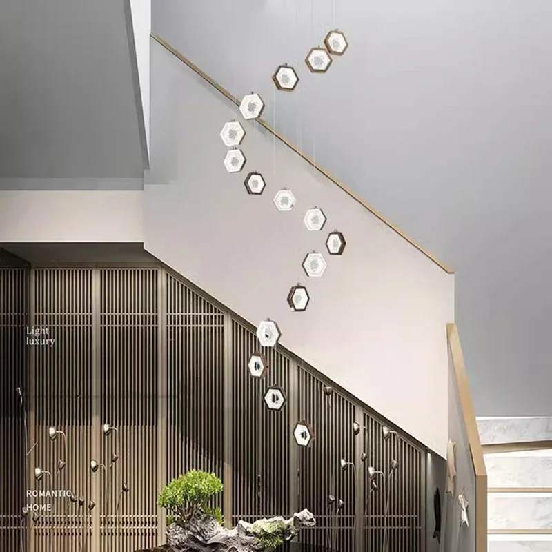 

Modern light luxury Stair light chandelier lighting Ceiling lamps hanging light led chandeliers for the living room indoor