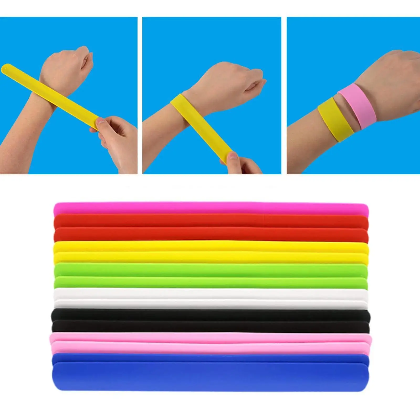 15Pcs Slap Bracelets DIY Painting Slap Bands Silicone Slap Bracelets for Christmas School Birthday Prize Gift Boys and Girls