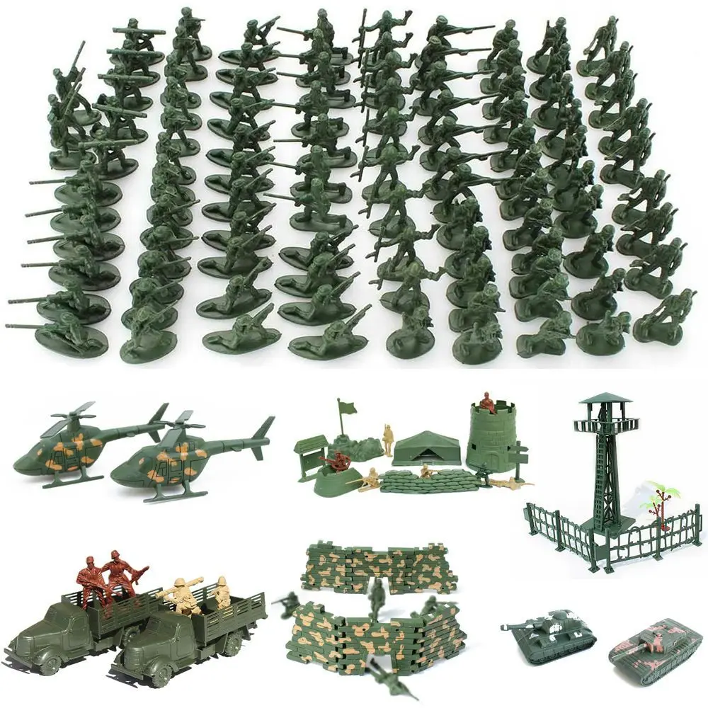 Action Figure Plastic Soldiers Men Figures 12 Poses Soldiers Aircraft Tanks Turret Children Boy Toy Gift