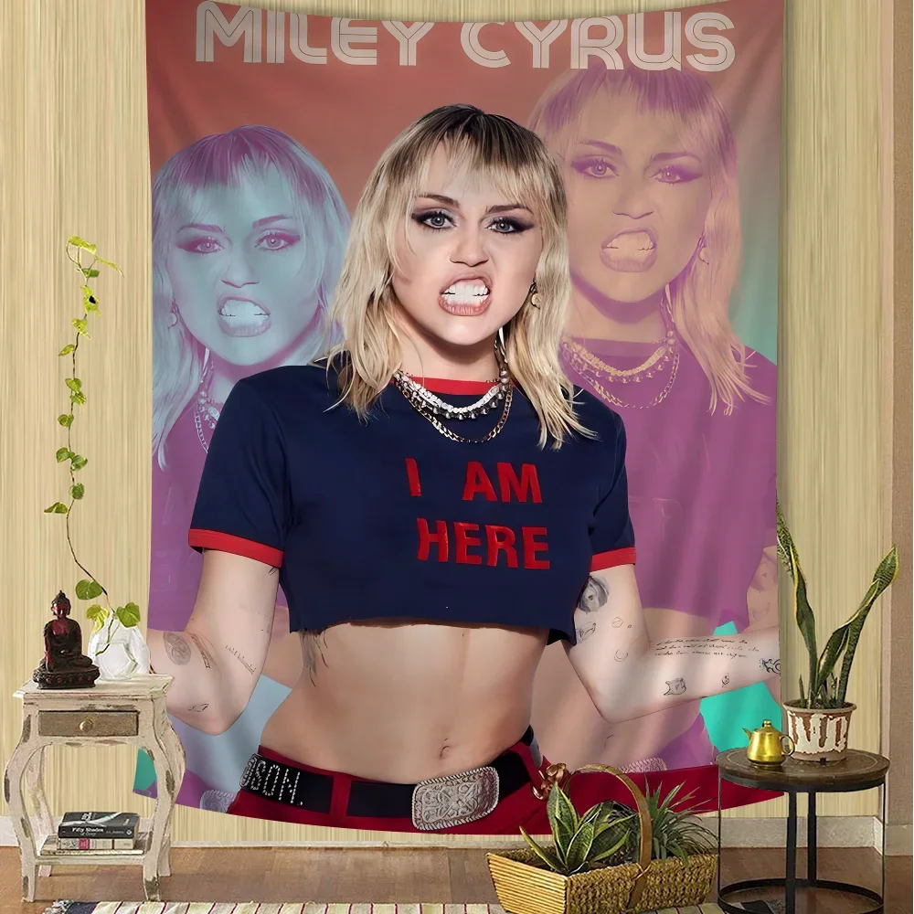 Pop Singer Miley Cyrus Beach Towel Cartoon Cute Summer Kids Large Bath Pool Beach Towel Microfiber Absorbent for Swimming Travel