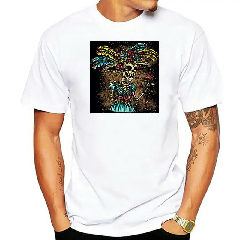 Camiseta con sombrero mexicano para hombre, calavera de azúcar de La Catrina, Día muerto De Los Muertos, nueva camiseta a la moda