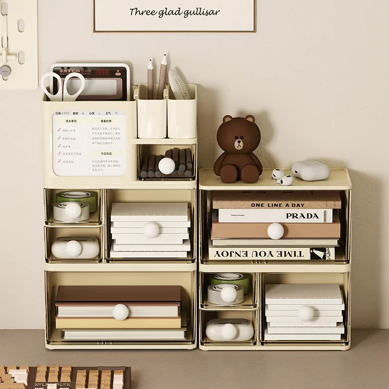 

Small Desktop Storage Box, Drawer Style, Beurre Wind Storage Box, Makeup Organizer for Office and School Home, Dust-proof