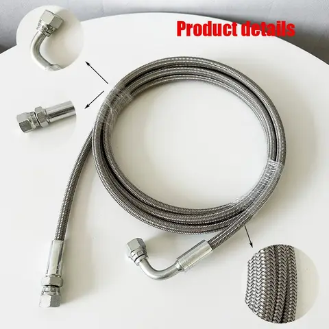 Turbo-matningsledning rostfritt stål flätad AN4 0-90° rak slangände fjärrstyrd oljeavtappnings- och returledning flexibel och läckagesäker 30-500 cm 10 best sales avloppsslang - №4