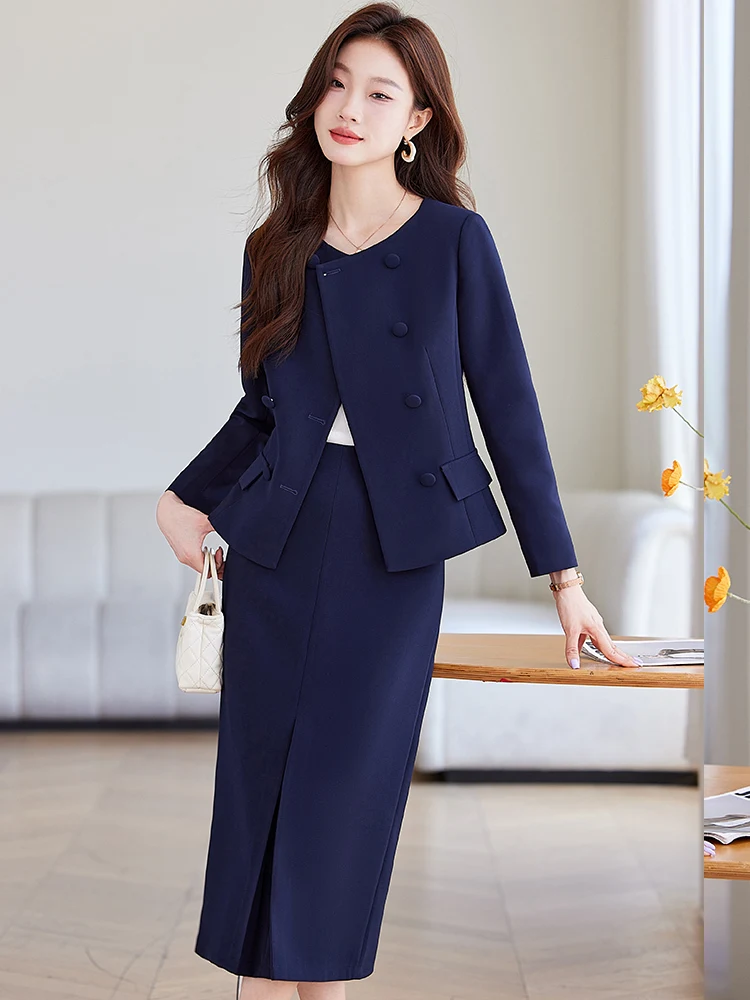 High Quality Fabric Elegant Styles Formal Business Suits with Blazer Coat and Skirt Professional Women Career Interview Outfits