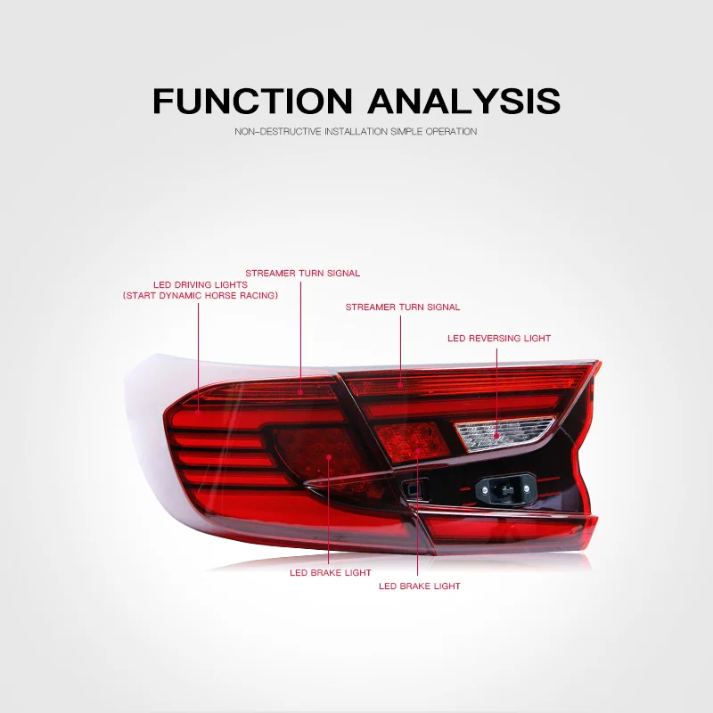 For Accords 2018 2019 10th generation led tail light with smoke color from latest design