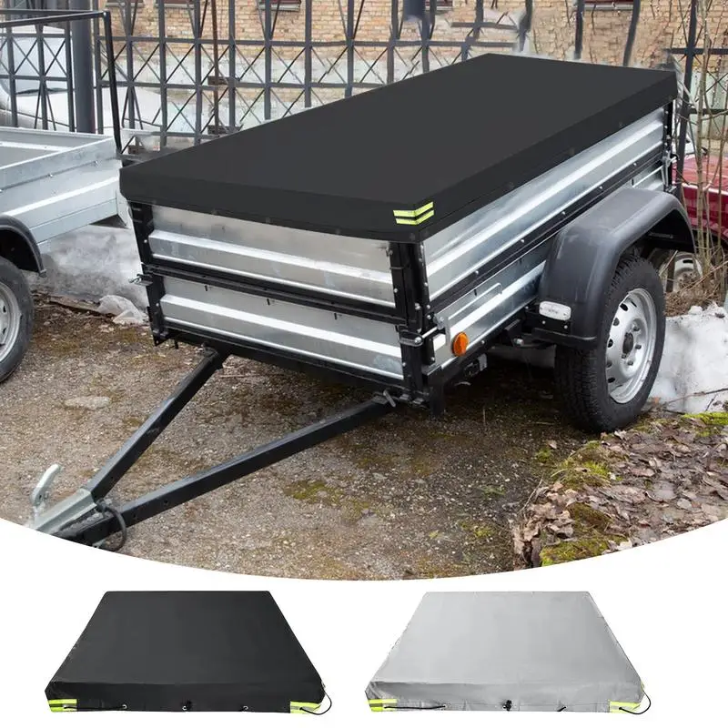 Trailer Tarp Waterproof 420D Oxford Anti-UV Top Panel Windproof Trailer Flat Tarpaulin Cover For Vehicles Cars Transport