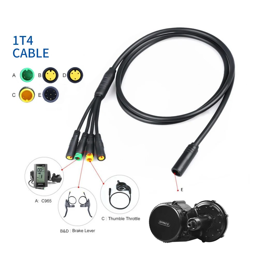 Electric Bicycle BAFANG 1T4 Cable for BBS01 BBS02 BBSHD Motor Show Brake Lever Throttle Connector Electric Bike Accessories