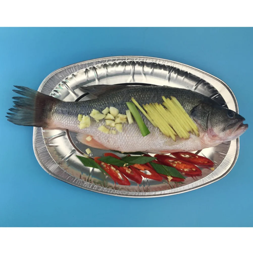 

20Pcs Aluminium Foil Plates Disposable Oval Serving Trays Premium Food-Safe Catering Bbq Party Tableware Disposable Food