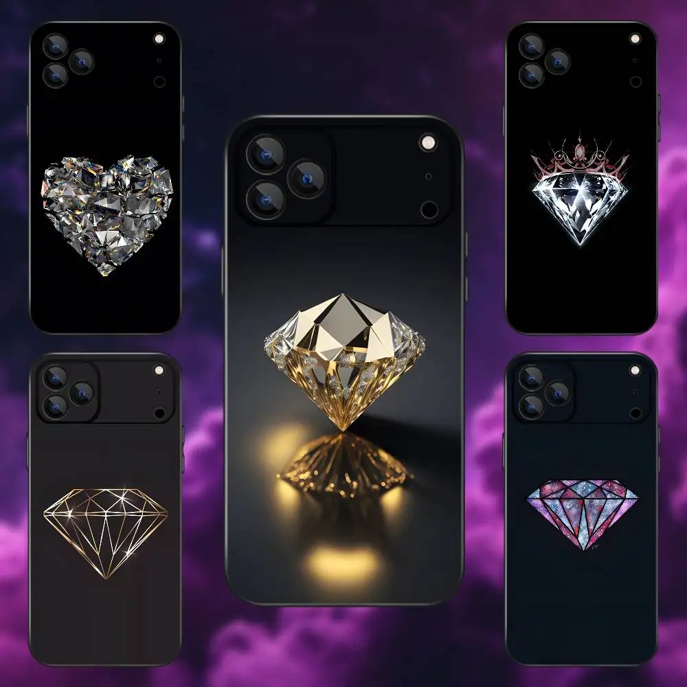 

Luxury Diamond Phone Case For iPhone 17,16,15,14,13,12,Pro,Max,Plus,E,SE4,Air,Mini Black Soft Box