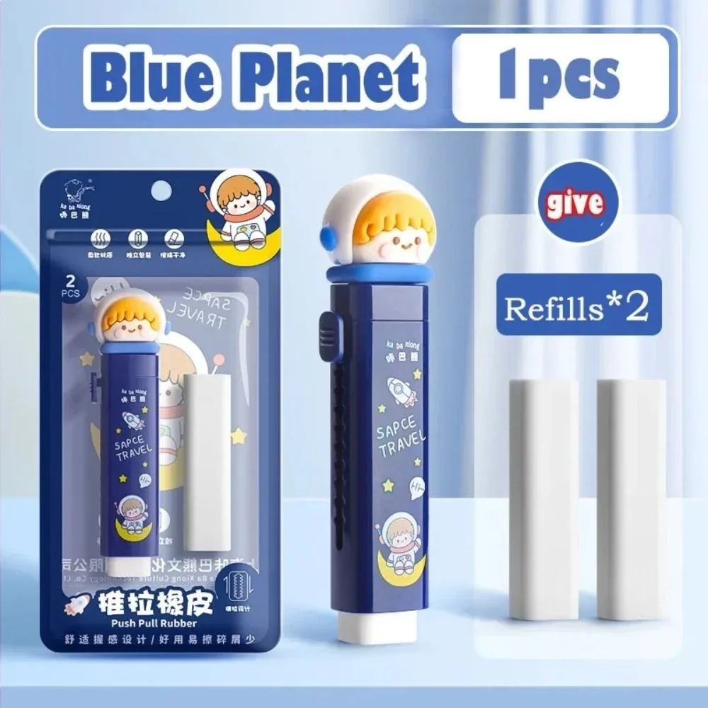Cartoon Replaceable Rubber Core Pressing Pencil Eraser School Stationery Children Pen Type Eraser Student Gift Mechanical Eraser