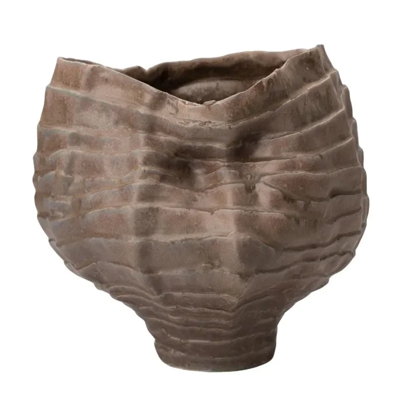 Wabi-sabi wind ceramic vase large diameter new Chinese style living room entrance insert hotel homestay soft ornament