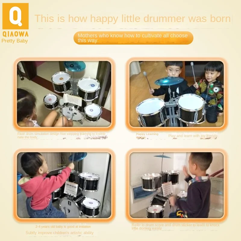 Zl Baby Drum Kit Children Beginners Toy Musical Instrument Baby Drum