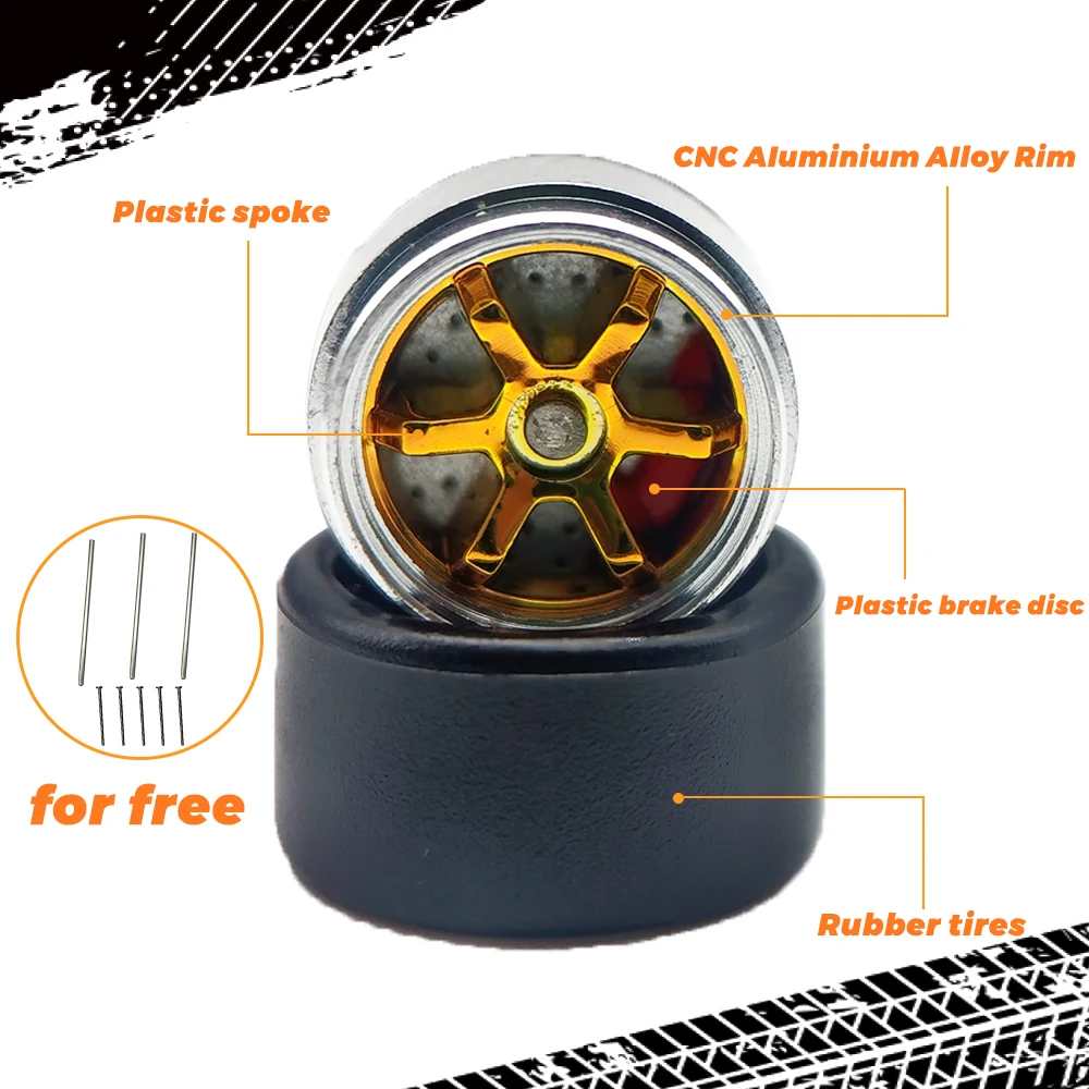 Kicarmod 1/64 Metal Rims Model wheels with Plastic Spokes and Brake Discs Hobby Collection Wheels D:13mm+15mm 1 Set