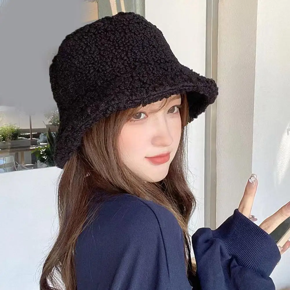 New Women Warm Thick Bucket Hats Cool Panama Lady Autumn Winter Outdoor Solid Color Fisherman Cap Hat For Women