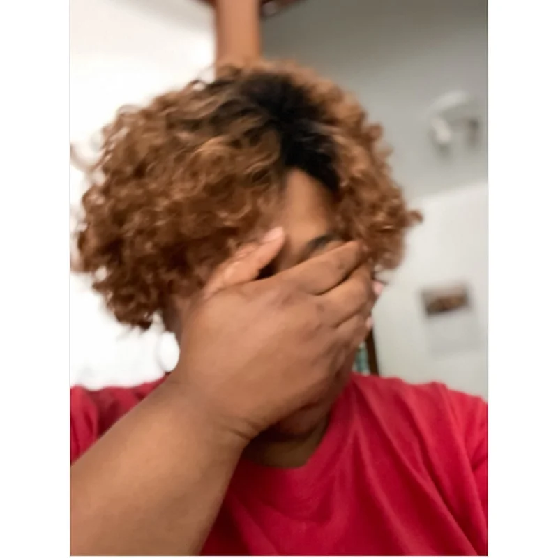 Women Afro Curly Short Wigs Brown Dark Roots Natural Wig US