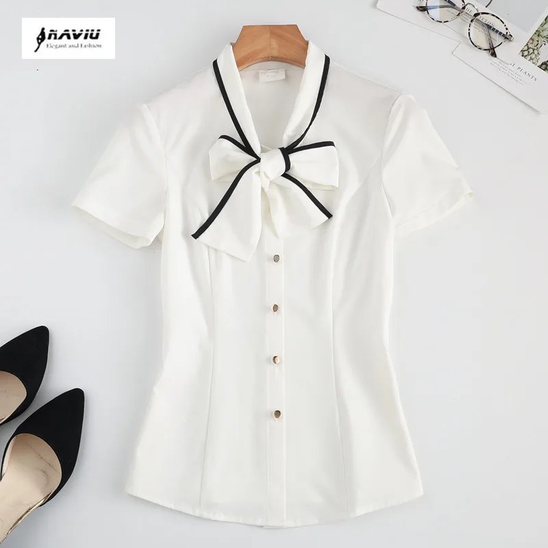 

NAVIU Women Summer Short Sleeve Tops 2024 New Fashion Casual Chiffon Blouses Femininas Basic Shirts versized Baggy Blusas White