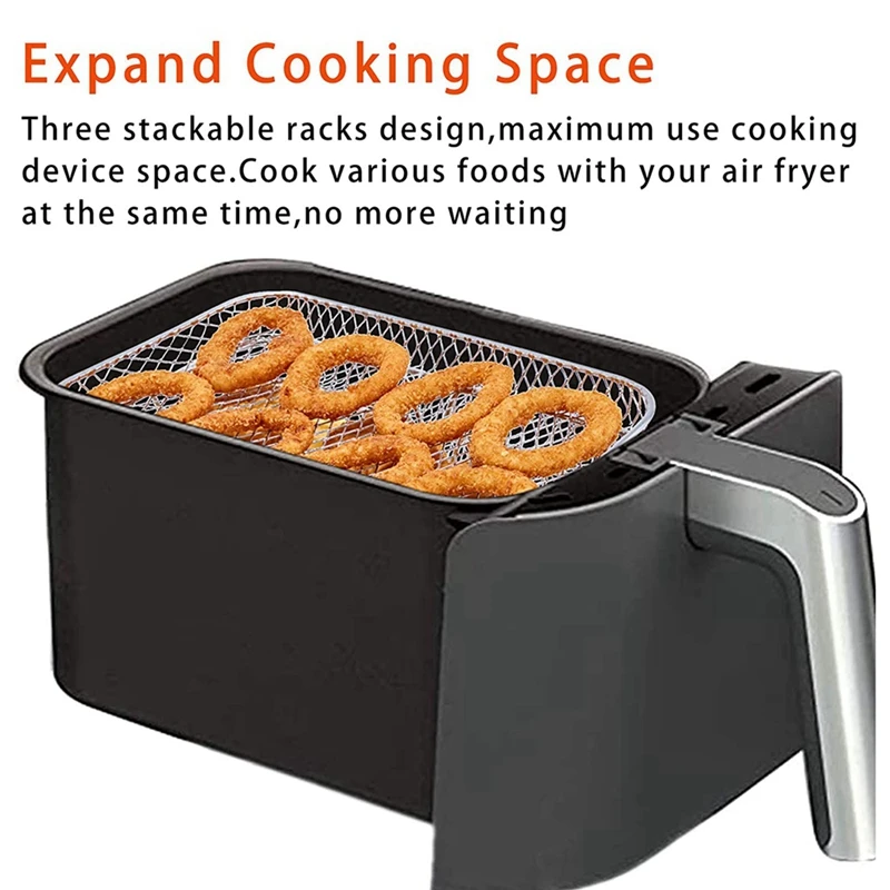 2X Air Fryer Rack For Ninja Dual Air Fryer, 3-Layer Food Dehydrator Rack Toast Rack Grill Air Fryer Accessories